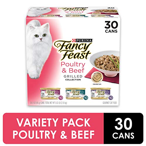 Product Cover Purina Fancy Feast Gravy Wet Cat Food Variety Pack, Poultry & Beef Grilled Collection - (30) 3 oz. Cans