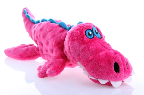 Product Cover goDog Gators With Chew Guard Technology Tough Plush Dog Toy, Pink, Large