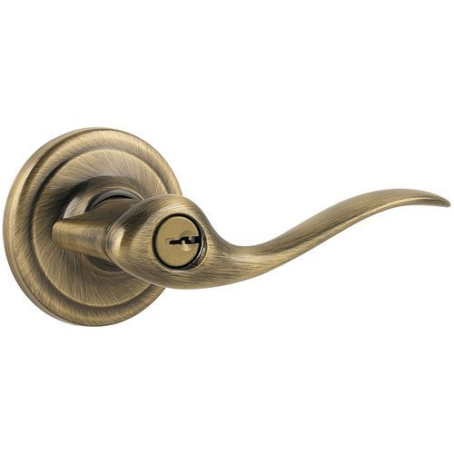 Product Cover Kwikset 740TNL 5 SMT RCAL RCS Signature Series Tustin Keyed Entry Door Leverset, Antique Brass