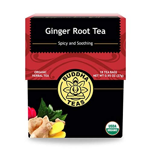 Product Cover Organic Ginger Root Tea, 18 Bleach-Free Tea Bags - Caffeine Free Tea Calms Upset Stomach, Relieves Joint Pain and Inflammation, Strengthens Immune System, No GMOs
