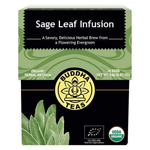 Product Cover Organic Sage Leaf Tea - 18 Bleach-Free Tea Bags - Antioxidants, Gluten-Free, Kosher, Caffeine-Free, GMO-Free