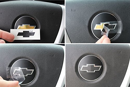 Product Cover Steering Wheel Bowtie Overlay Decal - 2007-2013 Silverado - (Color: Flat Black)