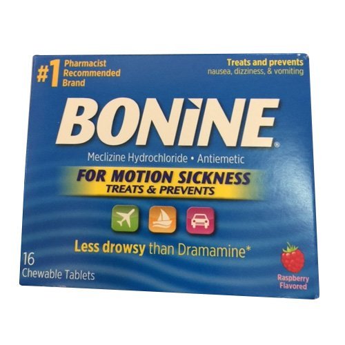 Product Cover Bonine Raspberry Chewable Tablets for Motion Sickness, 16 (2 Pack)