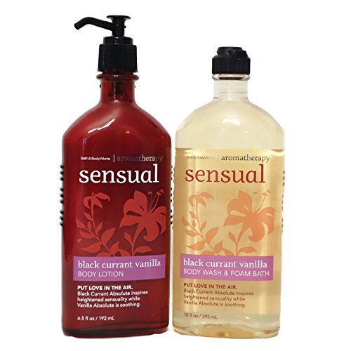 Product Cover Bath and Body Works Aromatherapy Sensual Black Currant Vanilla Lotion and Foam Bath Body Wash Full Size Set