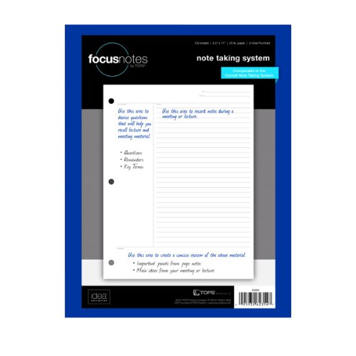 Product Cover TOPS FocusNotes Note Taking System Filler Paper, 8.5 x 11 Inch, 3-Hole Punched, White, 100 Sheets (62354)