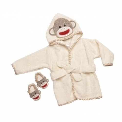Product Cover Sock Monkey Hooded Bath Robe Towel & Slipper Gift Set (0-9 Months) by Baby Starters
