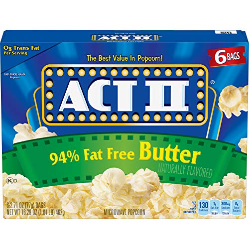 Product Cover ACT II 94% Fat Free Butter Microwave Popcorn, 6-Count, 2.71-oz. Bags (Pack of 6)