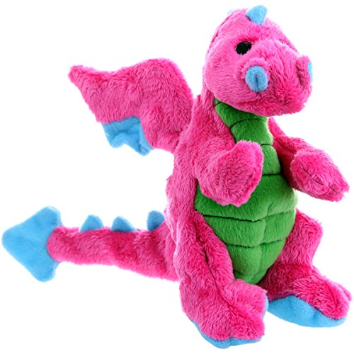 Product Cover goDog Dragon With Chew Guard Technology Tough Plush Dog Toy, Pink, Small, Bright Pink