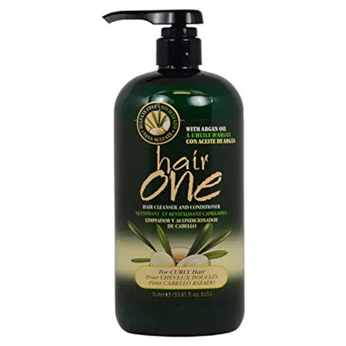 Product Cover Hair One Argan Oil Hair Cleanser Conditioner for Curly Hair 33.8 oz. - Sulfate free curly hair shampoo, sulfate free shampoo and conditioner for curly hair, best shampoo curly hair,