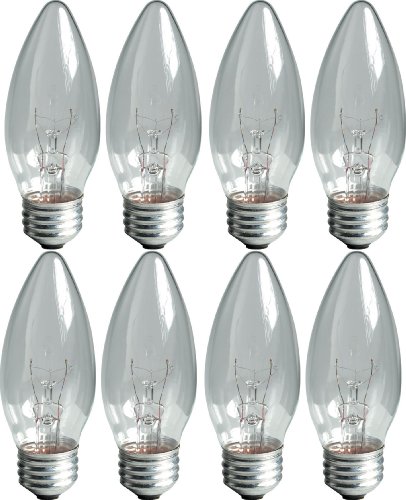 Product Cover GE Lighting 76384 Crystal Clear 25-Watt, 170-Lumen Blunt Tip Light Bulb with Medium Base, 8-Pack