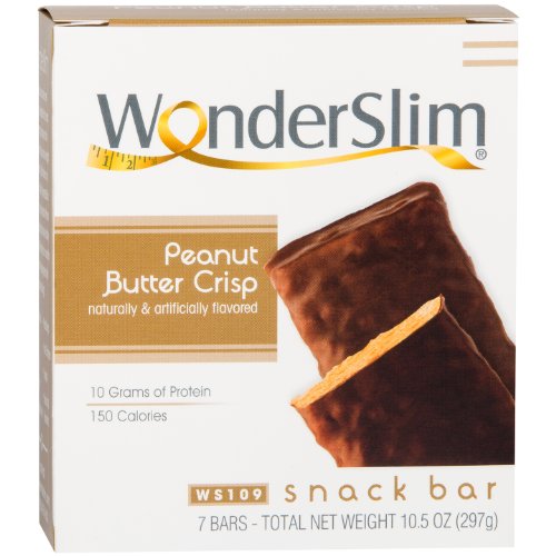 Product Cover WonderSlim High Protein Snack Bar/Diet Bars - Peanut Butter Crisp (7ct) - Trans Fat Free, Aspartame Free, Kosher, Cholesterol Free