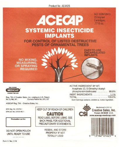 Product Cover Acecap 25-Pack Systemic Insecticide Tree Implants for Control of Tree Pests, 3/8-Inch