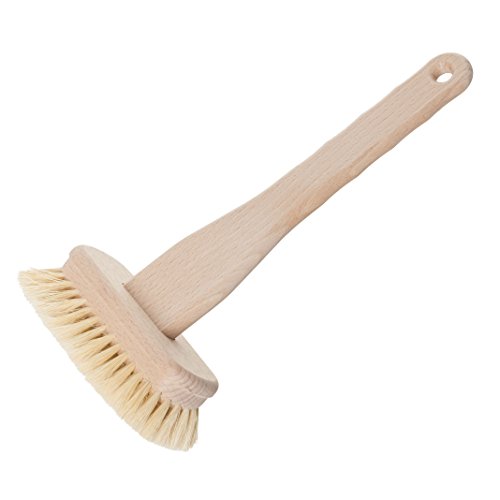 Product Cover Redecker Tampico Fiber Bathtub Brush with Untreated Beechwood Handle, 10-5/8 inches, Angled Design, Natural Bristles are Heat-Resistant and Retain Shape, Hanging Loop for Storage, Made in Germany