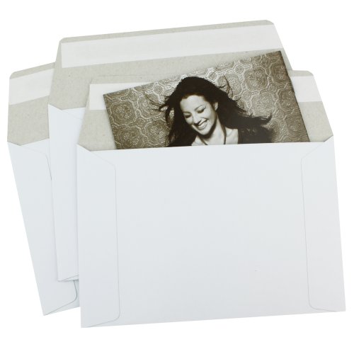 Product Cover 100 EcoSwift 6.5 x 4.5 Rigid Photo Mailers Stay Flats White Cardboard Self Seal Envelopes