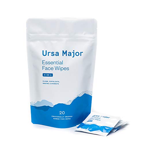Product Cover Ursa Major Essential Face Wipes | Natural, Biodegradable, Cruelty-Free | Cleanse, Exfoliate, Soothe and Hydrate | 20 Count