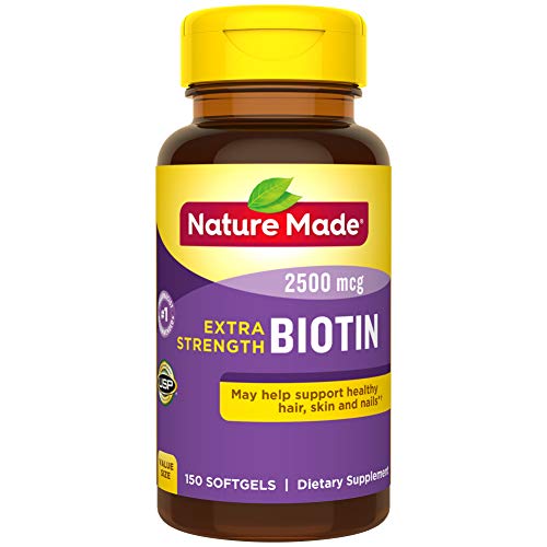 Product Cover Nature Made Biotin 2500 mcg Softgels 150 Ct, Support Healthy Hair, Skin, Nails† (Packaging May Vary)