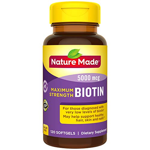 Product Cover Nature Made Maximum Strength Biotin 5000 mcg Softgels, 120 Count Value Size (Packaging May Vary)