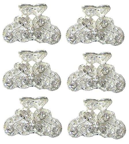 Product Cover Set of 6 Mini Jaw Clips Claw Clips Silver White Bridal Hair Clips LPW-1-6