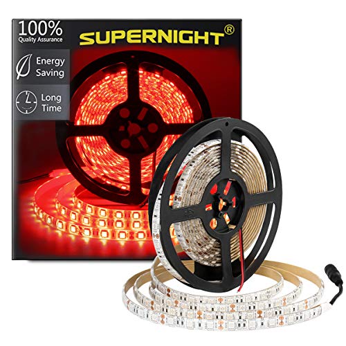 Product Cover SUPERNIGHT (TM) 16.4FT 5M SMD 5050 Waterproof 300LEDs Red LED Flash Strip Light,LED Flexible Ribbon Lighting Strip,12V 60W