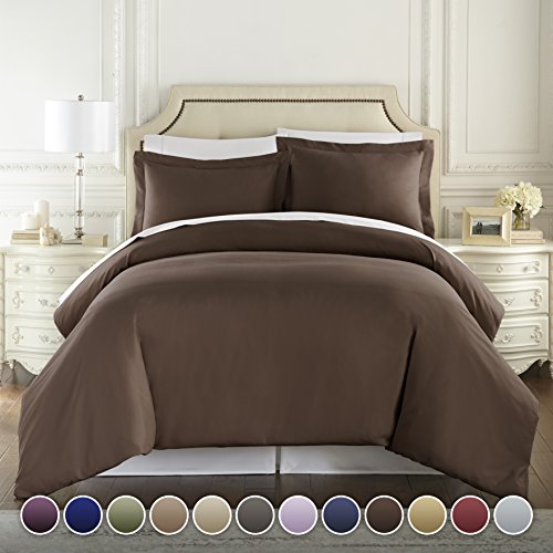 Product Cover Hotel Luxury 3pc Duvet Cover Set-1500 Thread Count Egyptian Quality Ultra Silky Soft Premium Bedding Collection-King Size Brown