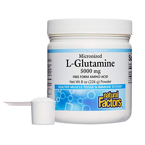 Product Cover Natural Factors, Micronized L-Glutamine Drink Mix 5000 mg, Supports Healthy Muscle Tissue and Immune System Function, 8 oz (45 Servings)