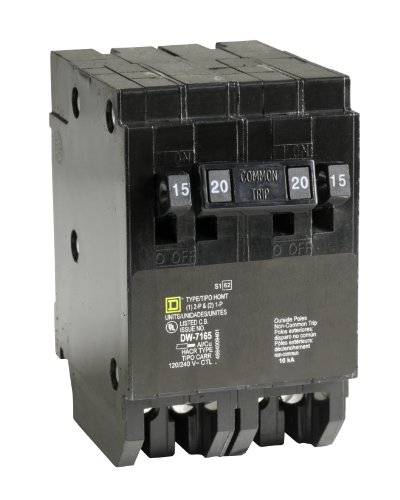 Product Cover Square D by Schneider Electric HOMT1515220CP Homeline 2-15-Amp Single-Pole 1-20-Amp Two-Pole Quad Circuit Breaker
