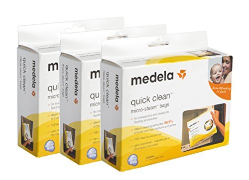 Product Cover Medela Quick Clean Micro Steam Bags, 15 Count, Steam Bags for Bottles and Breast Pump Parts, Disinfects Most Breast Pump Accessories