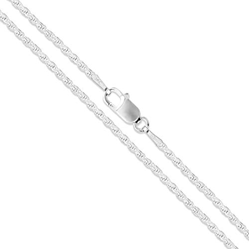 Product Cover Sterling Silver Diamond-Cut Rope Chain 1.5mm Solid 925 Italy New Necklace 18