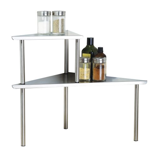 Product Cover Cook N Home 2-Tier Stainless Steel Corner Storage Shelf Organizer, Triangle, Triangle Stainless Steel