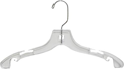 Product Cover The Great American Hanger Company Clear Junior Top, Small 14 inch Space Saving Teen Notches and 360 Degree Chrome Swivel Hook (Set of 100) Plastic Kids Hanger