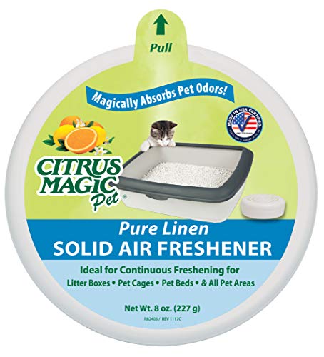 Product Cover Citrus Magic Pet Odor Absorbing Solid Air Freshener Pure Linen, Pack of 3, 8-Ounces Each