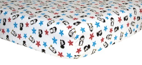 Product Cover Trend Lab Print Flannel Crib Sheet, Penguin