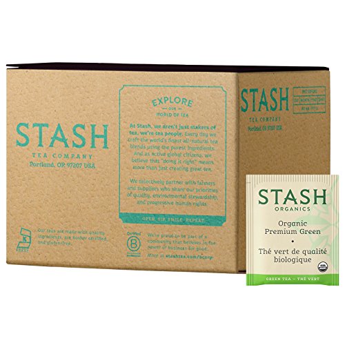 Product Cover Stash Tea, Organic Premium Green Tea, 100 Count Box of Tea Bags Individually Wrapped in Foil, Medium Caffiene Tea, Japanese Style Green Tea, Hot or Iced