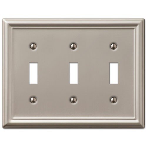 Product Cover Decorative Wall Switch Outlet Cover Plates (Brushed Nickel, Triple Toggle)