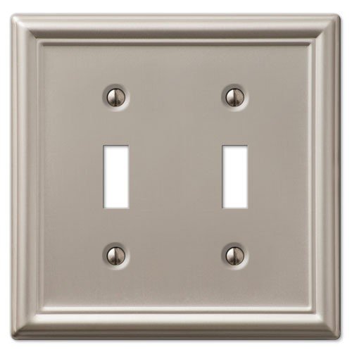 Product Cover Decorative Wall Switch Outlet Cover Plates (Brushed Nickel, Double Toggle)