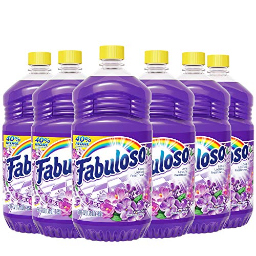 Product Cover FABULOSO All Purpose Cleaner, Lavender, Bathroom Cleaner, Toilet Cleaner, Floor Cleaner, Shower and Glass Cleaner, Mop Cleanser, Kitchen Pots and Pans Degreaser, 56 Fluid Ounce (Pack of 6) (153041)