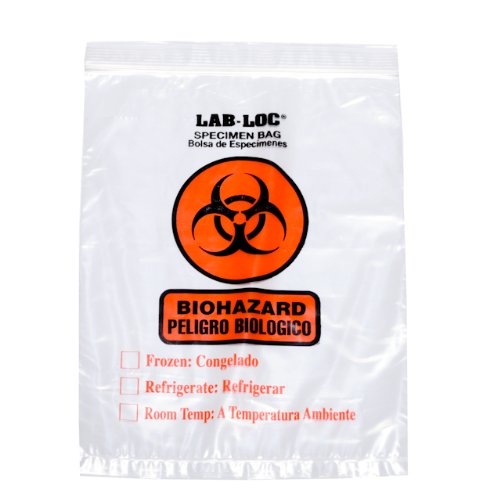 Product Cover Biohazard Specimen Bags Ziploc 8x10 25/pkg