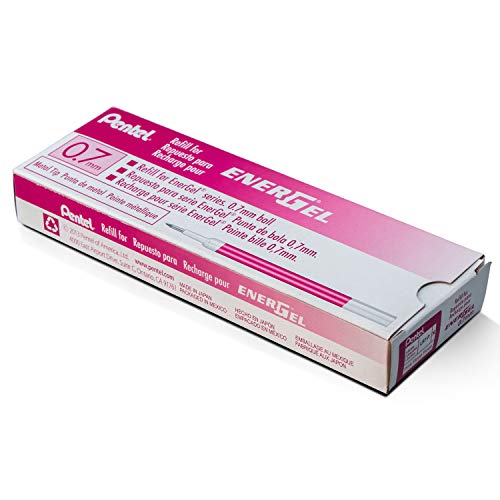 Product Cover Pentel Refill Ink For EnerGel and Lancelot Gel Pen, (0.7mm) Metal Tip, Pink Ink, Pack of 12 (LR7-P)