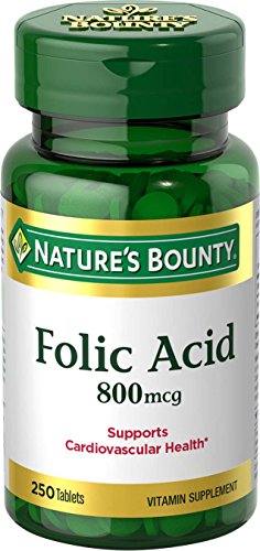 Product Cover Nature's Bounty Folic Acid Supplement, Supports Cardiovascular Health, 800mcg, 250 Tablets, 3 Pack