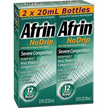 Product Cover 2 Pack Combo Afrin No Drip Severe Congestion 12 Hours Relief Nasal Decongestant Bottle of 2/3 Oz