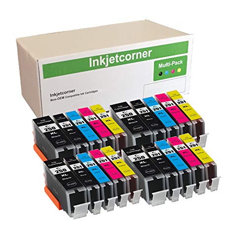 Product Cover Inkjetcorner Compatible Ink Cartridges Replacement for PGI-250 XL CLI-251 XL for use with MX922 MG5520 MG5522 MG6420 MG5420 MG5422 MX722 (20 Pack)