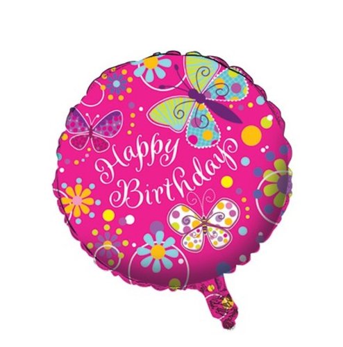 Product Cover Two-Sided Mylar Foil Round Balloon, Butterfly Sparkle