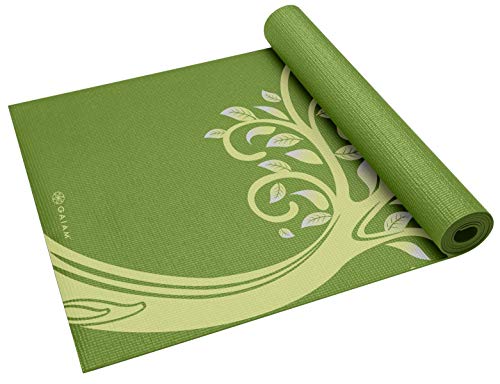 Product Cover Gaiam Yoga Mat Classic Print Non Slip Exercise & Fitness Mat for All Types of Yoga, Pilates & Floor Workouts, Tree of Wisdom, 4mm