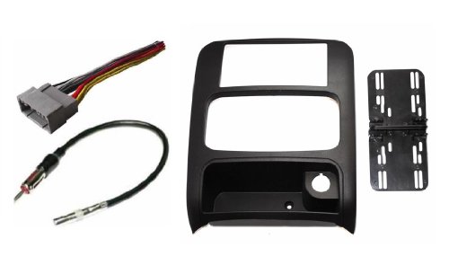 Product Cover Aftermarket Double Din Radio Installation Dash Kit Bezel + Standard Wire Harness & Antenna Adapter Fits Jeep Liberty 2003 2004 2005 2006 2007