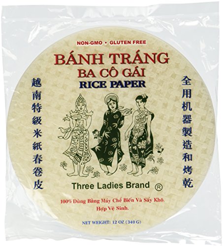 Product Cover Three Ladies Brand Spring Roll Rice Paper Wrapper (2 Packs) Round, 22cm