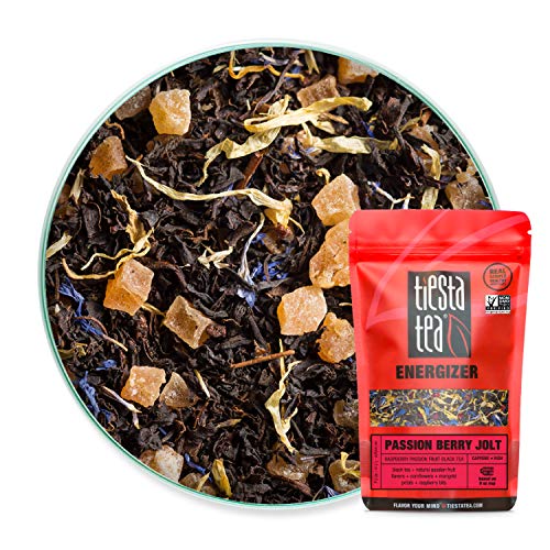 Product Cover Tiesta Tea Passion Berry Jolt, Raspberry Passion Fruit Black Tea, 30 Servings, 1.5 Ounce Pouch, High Caffeine, Loose Leaf Black Tea Energizer Blend, Non-GMO