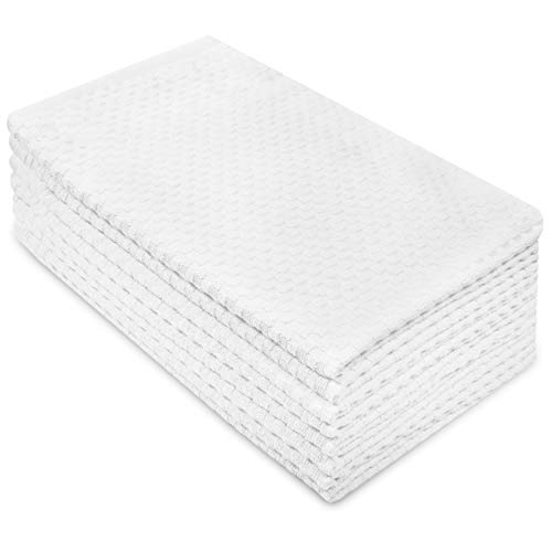 Product Cover COTTON CRAFT - 8 Pack - Euro Cafe Waffle Weave Terry Kitchen Towels - 16x28 Inches - White - 400 GSM Quality - 100% Ringspun 2 Ply Cotton - Highly Absorbent Low Lint - Multi Purpose