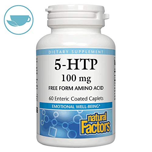 Product Cover Natural Factors, 5-HTP 100 mg, Support for Emotional Health without Gastric Discomfort, 60 caplets (60 servings)