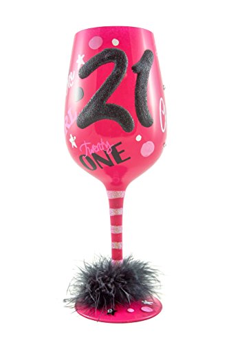 Product Cover Top Shelf 21st Birthday Wine Glass with Charm - Novelty Gift Idea For Her