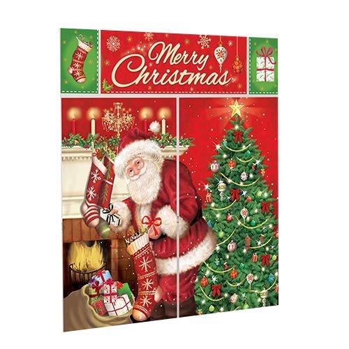 Product Cover Amscan 670203 Merry Christmas Wall Vinyl Scene Setters Kit, 5 Ct. | Party Decoration